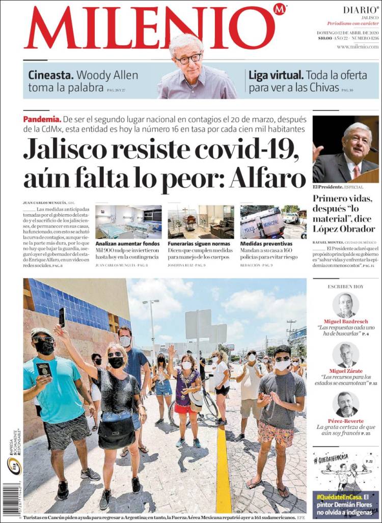 Portada de Milenio - Jalisco (México)