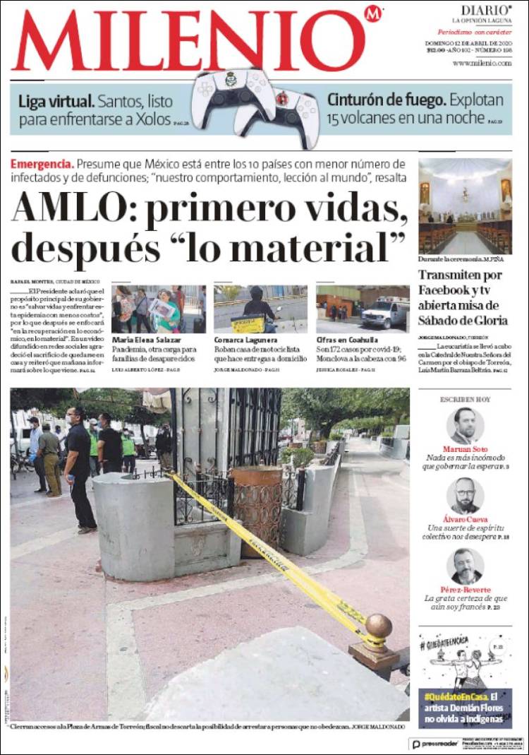 Portada de Milenio - Laguna (México)