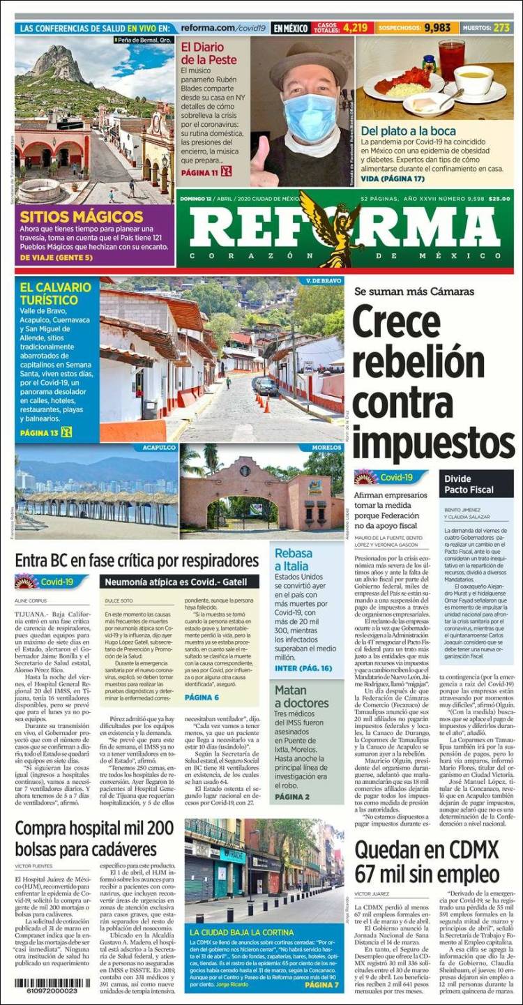 Portada de Reforma (México)