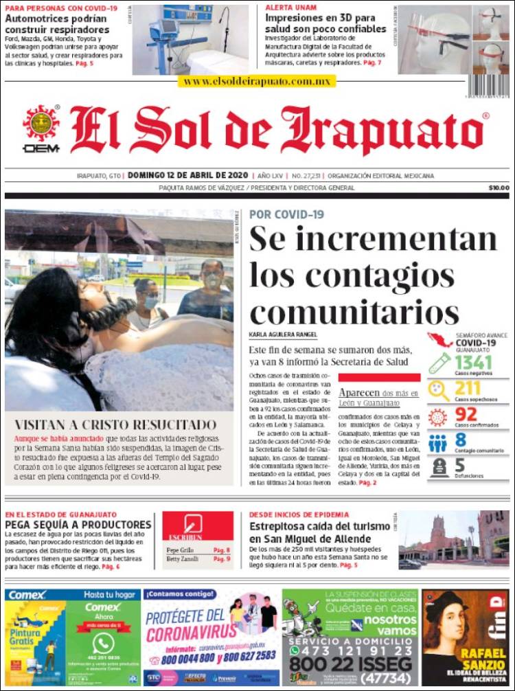 Portada de El Sol de Irapuato (México)