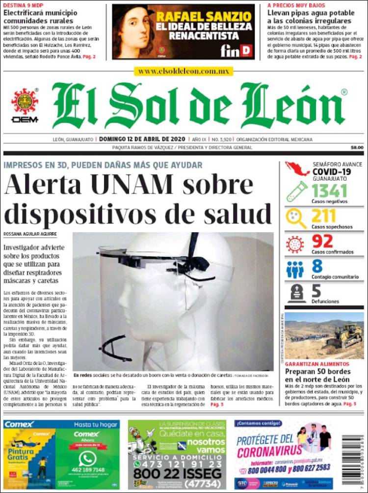 Portada de El Sol de León (México)