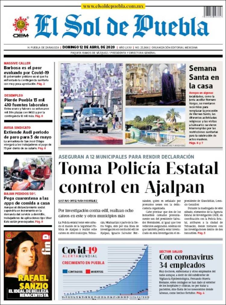 Portada de El Sol de Puebla (México)