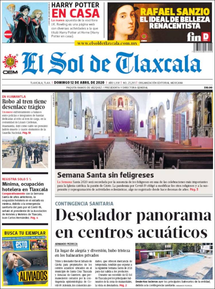 Portada de El Sol de Tlaxcala (México)