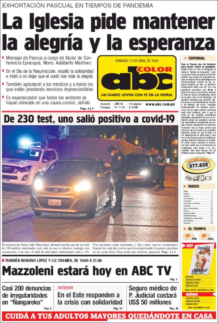 Portada de ABC Color (Paraguay)