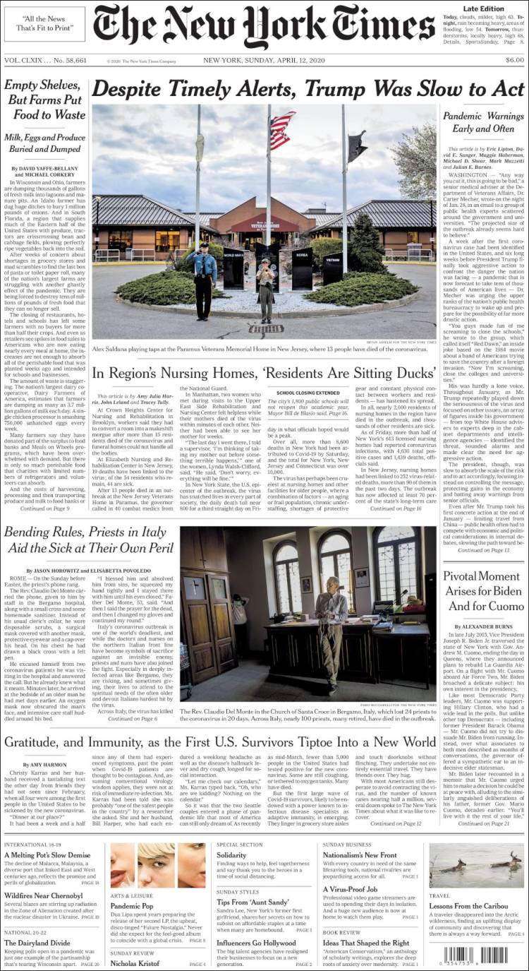 Portada de New York Times (USA)