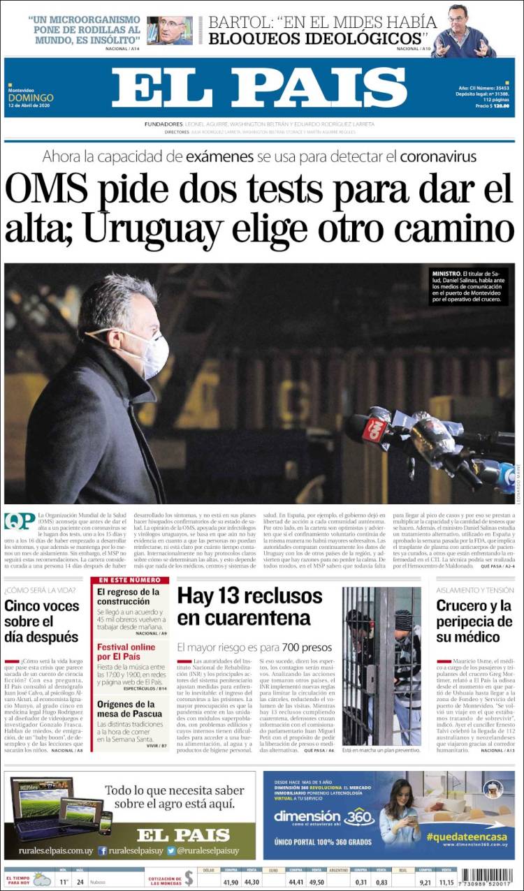 Portada de El País (Uruguay)