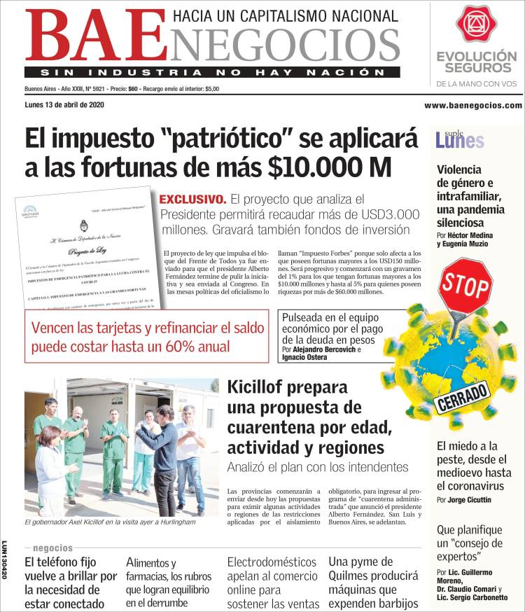 Portada de Buenos Aires Económico (Argentina)