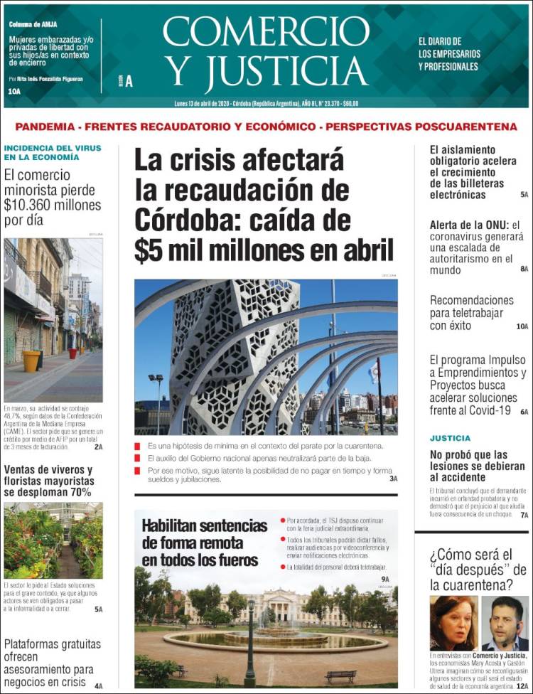 Portada de Comercio y Justicia (Argentina)