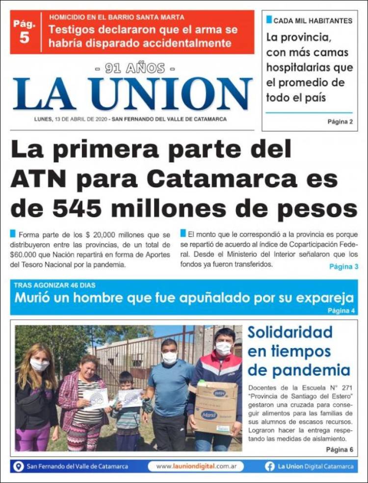Portada de La Unión (Argentina)