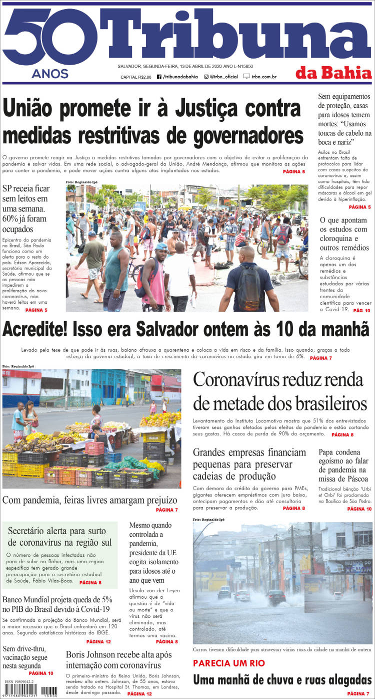 Portada de Tribuna da Bahia (Brasil)