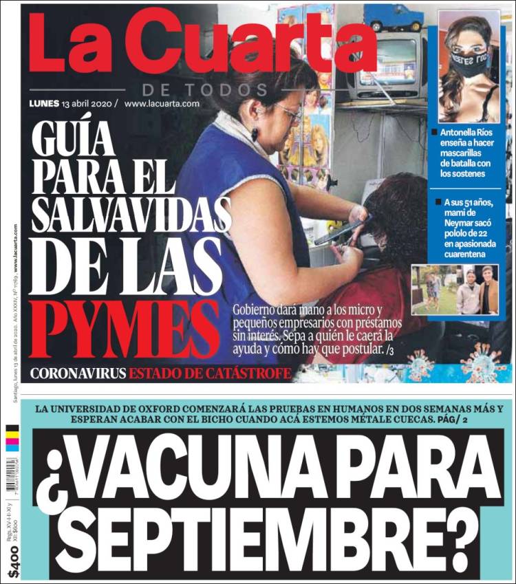 Portada de La Cuarta (Chile)