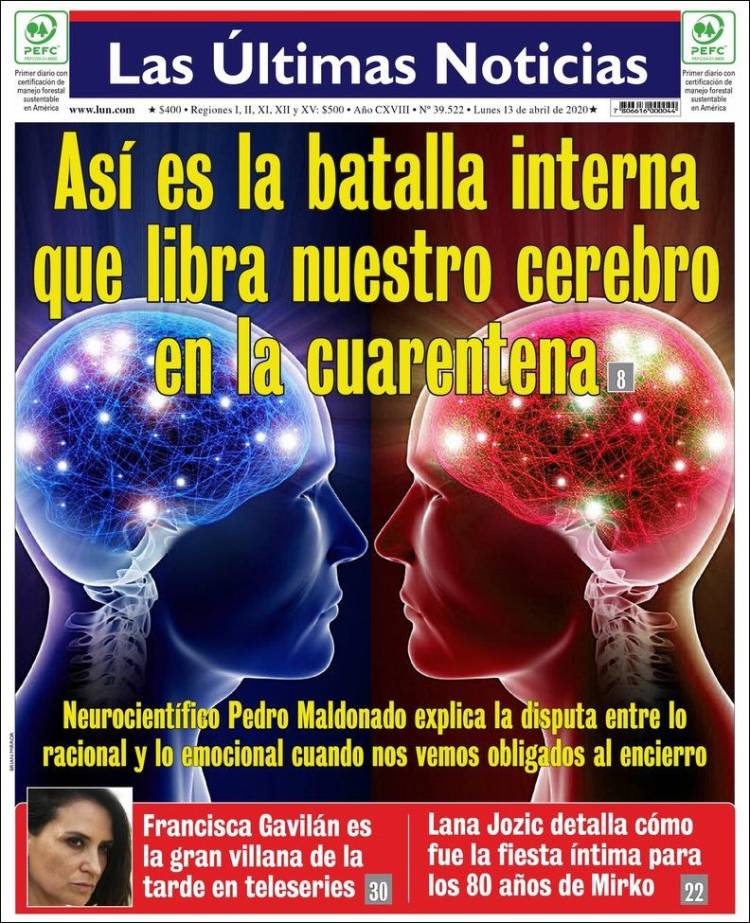 Portada de Las Últimas Noticias (Chile)