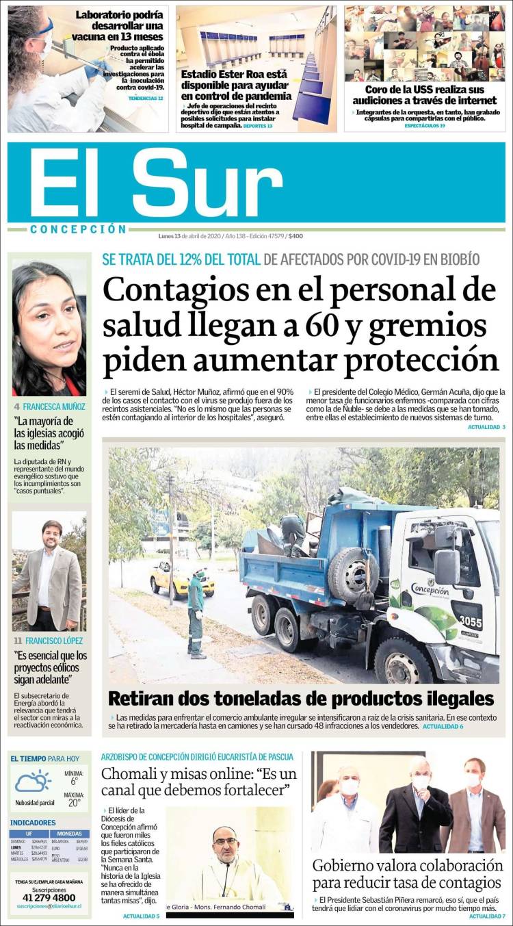 Portada de El Sur (Chile)