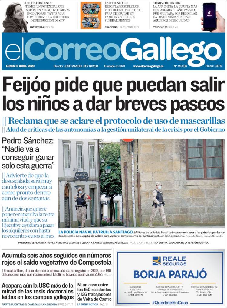 Portada de El Correo Gallego (España)