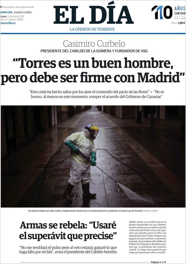 Portada de El Día (España)