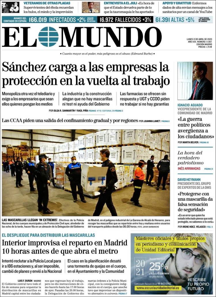 Portada de El Mundo (España)