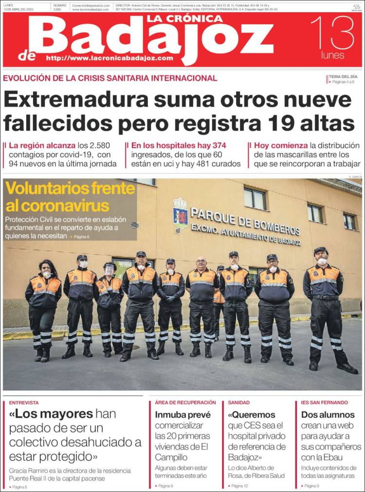 Portada de El Periódico de Extremadura (España)