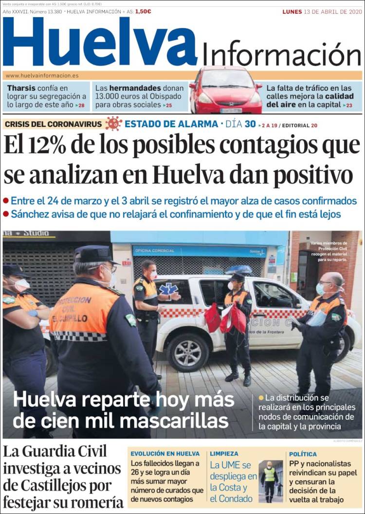 Portada de Huelva Información (España)