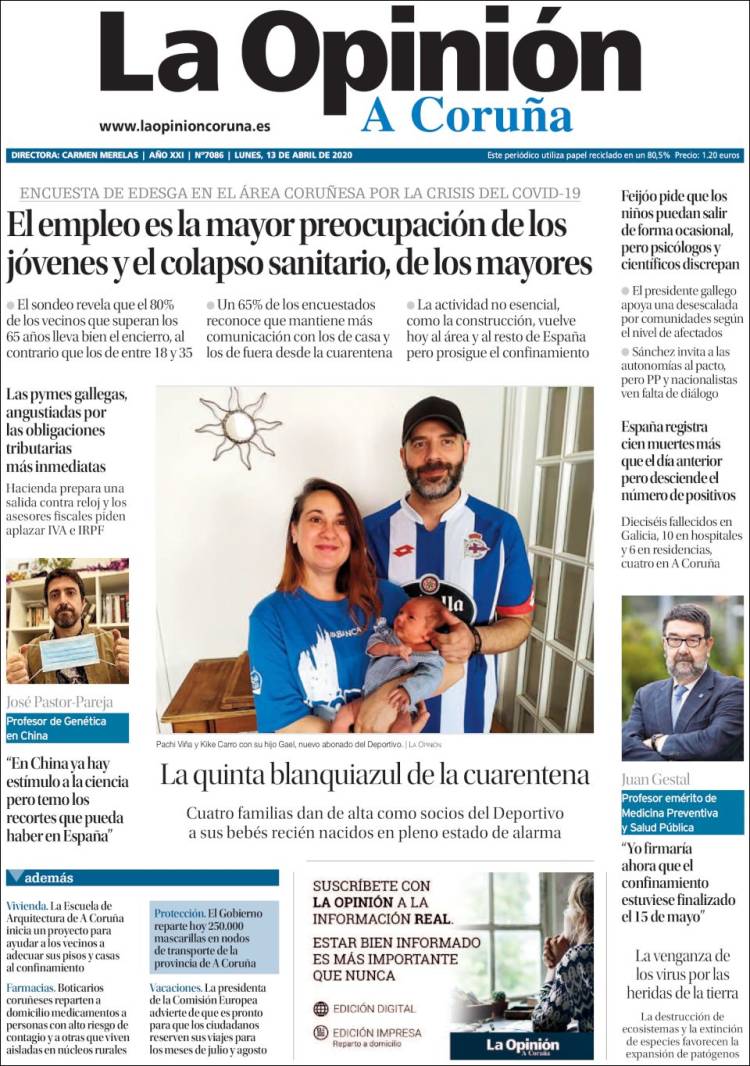 Portada de La Opinión de A Coruña (España)