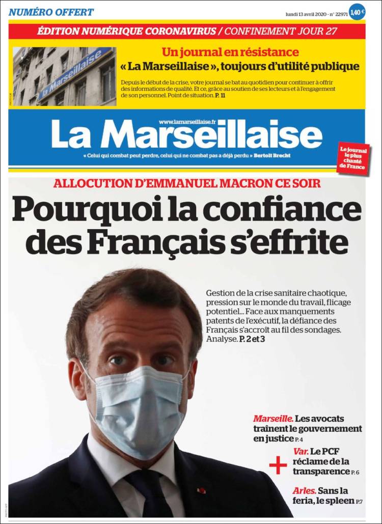 Portada de La Marseillaise (Francia)