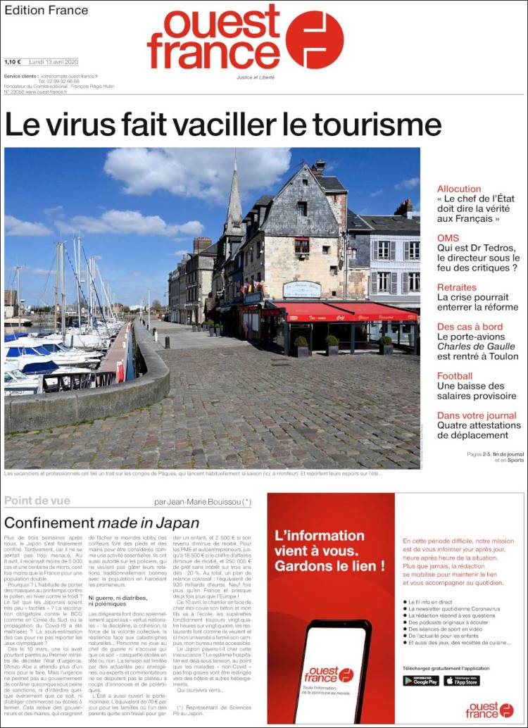 Portada de Ouest France (Francia)