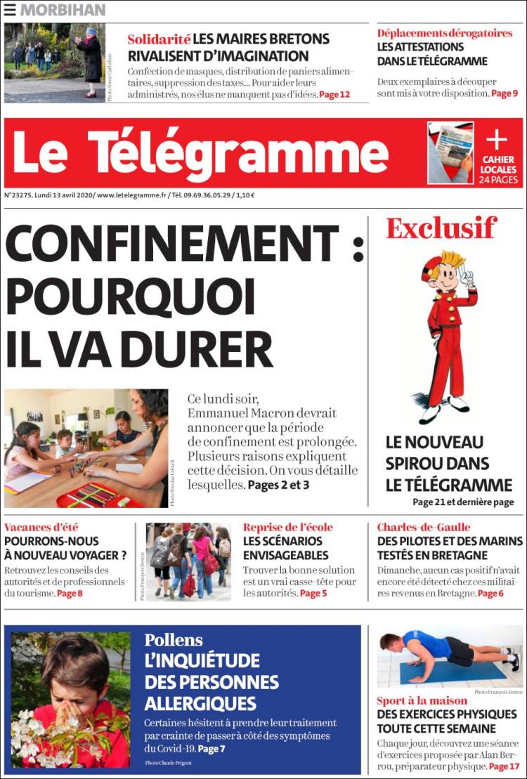 Portada de Télégramme (Francia)