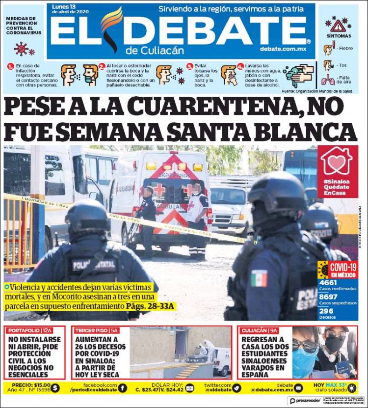 Portada de El Debate de Culiacán (M&eacute;xico)