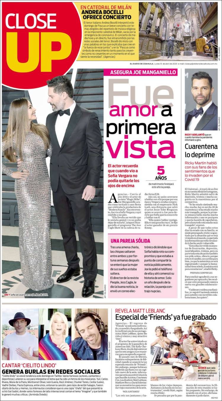 Portada de El Diario de Coahuila (M&eacute;xico)