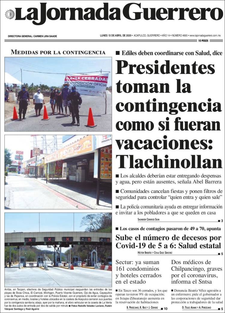 Portada de La Jornada de Guerrero (M&eacute;xico)