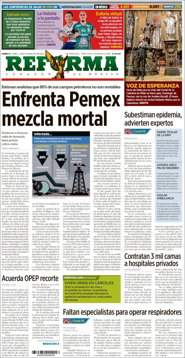 Portada de Reforma (M&eacute;xico)