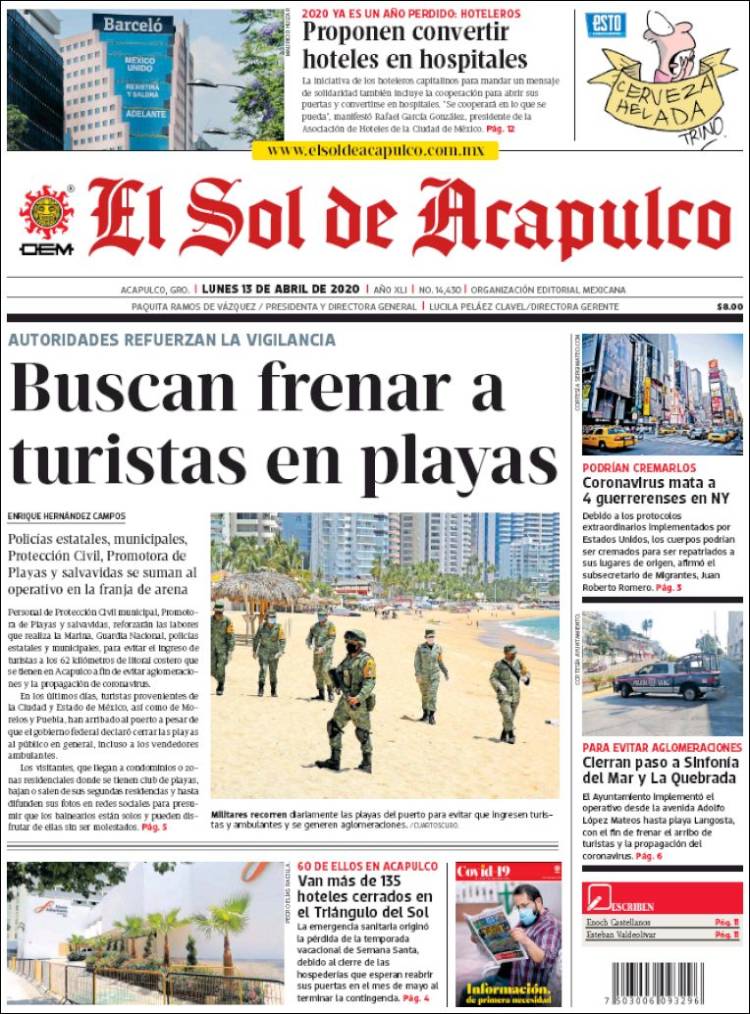 Portada de El Sol de Acapulco (M&eacute;xico)