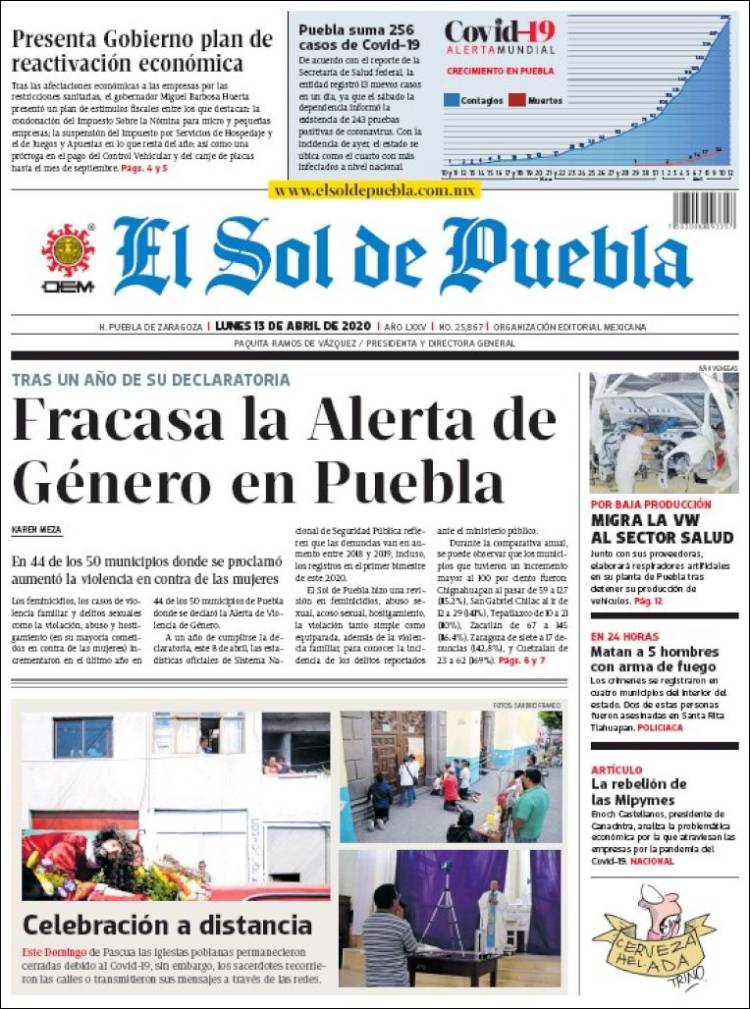 Portada de El Sol de Puebla (M&eacute;xico)