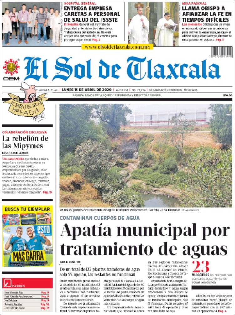Portada de El Sol de Tlaxcala (M&eacute;xico)