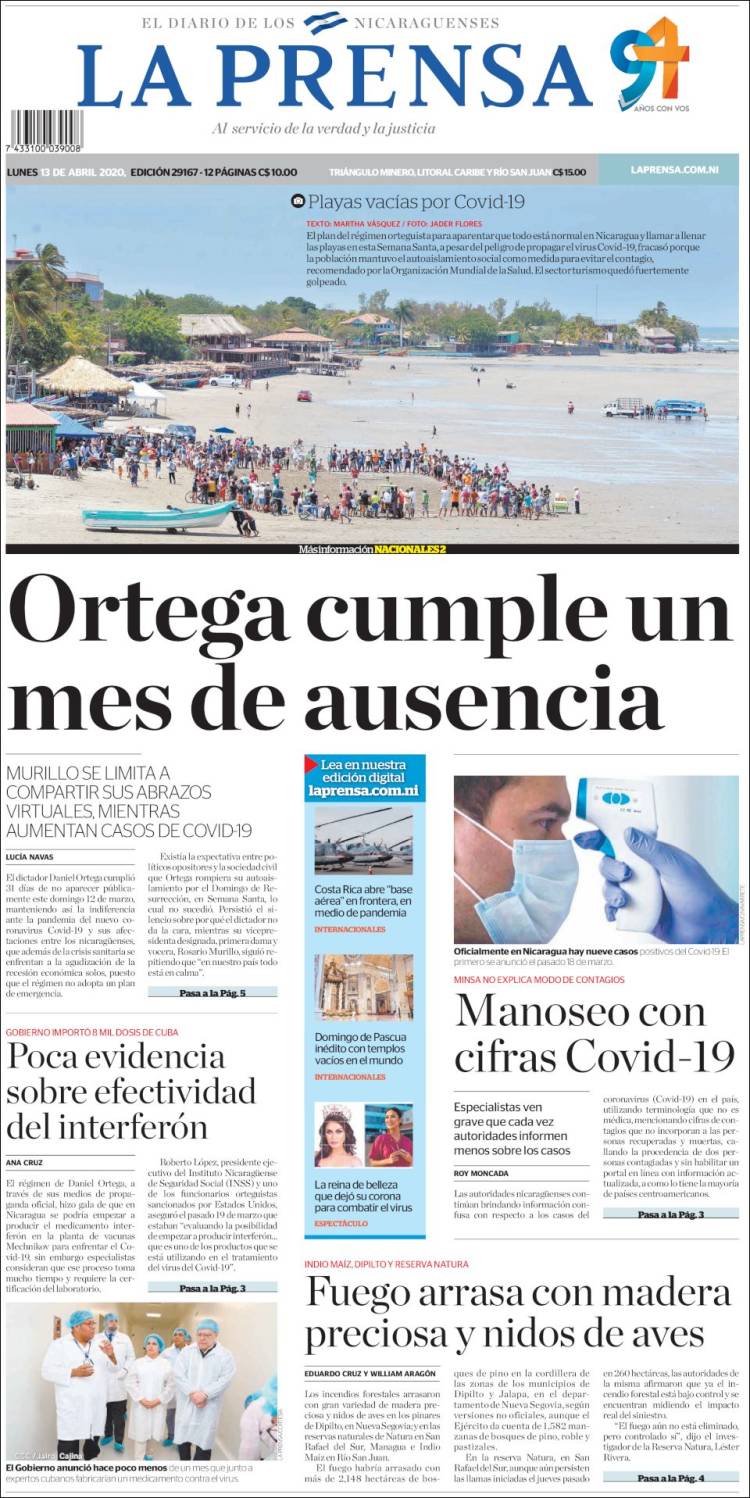 Portada de La Prensa (Nicaragua)