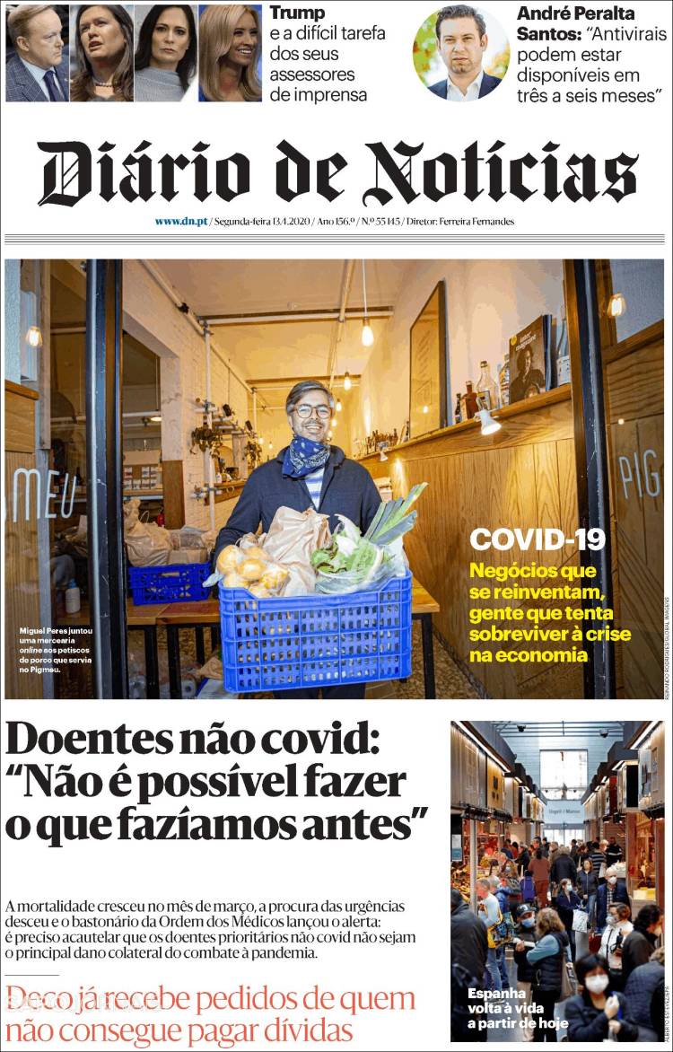 Portada de Diário de Noticias (Portugal)