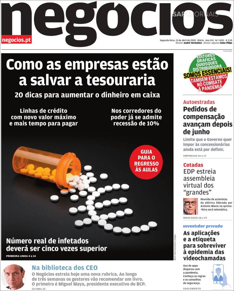 Portada de Jornal de Negócios (Portugal)