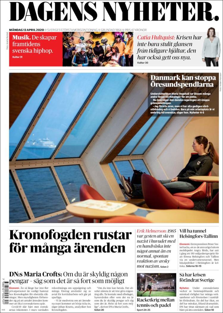 Portada de Dagens Nyheter (Suecia)