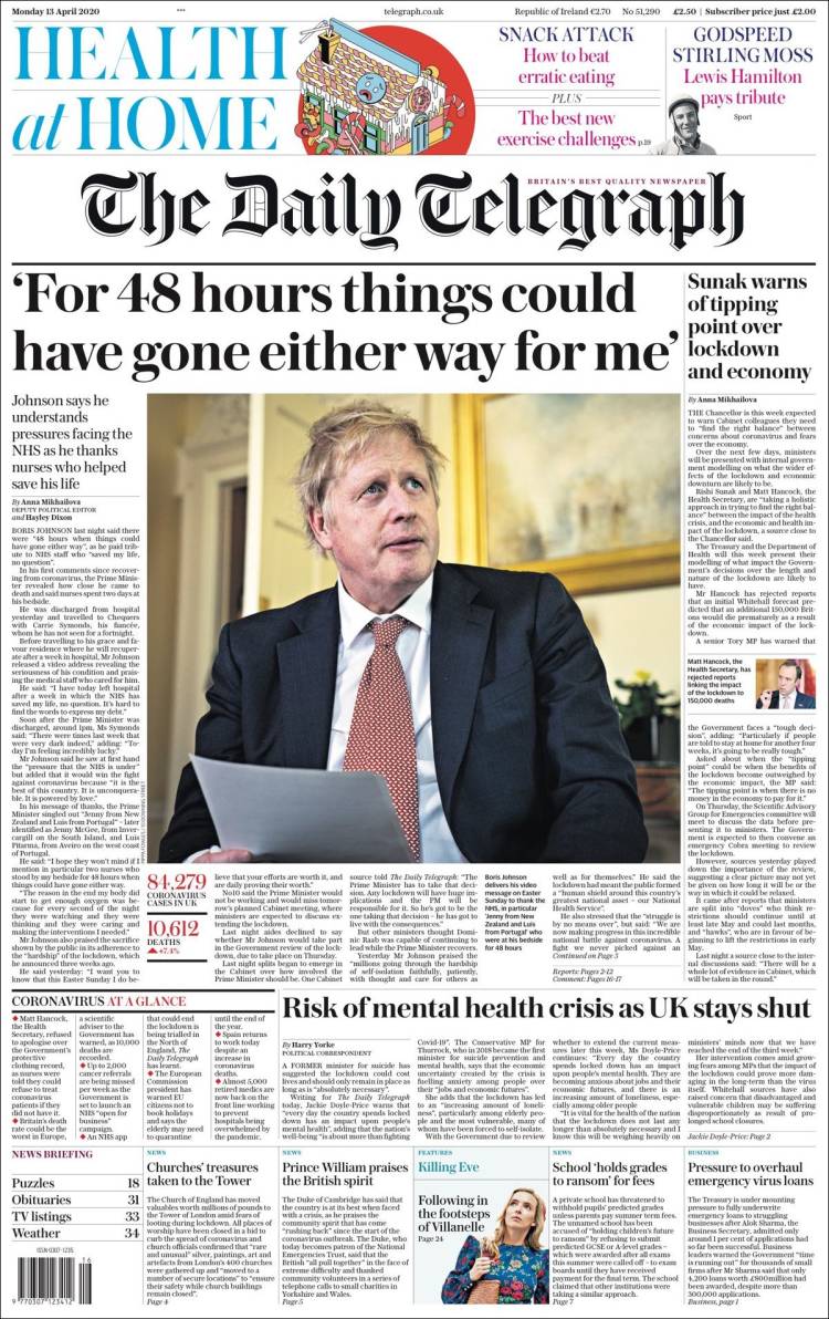 Portada de Daily Telegraph (Reino Unido)