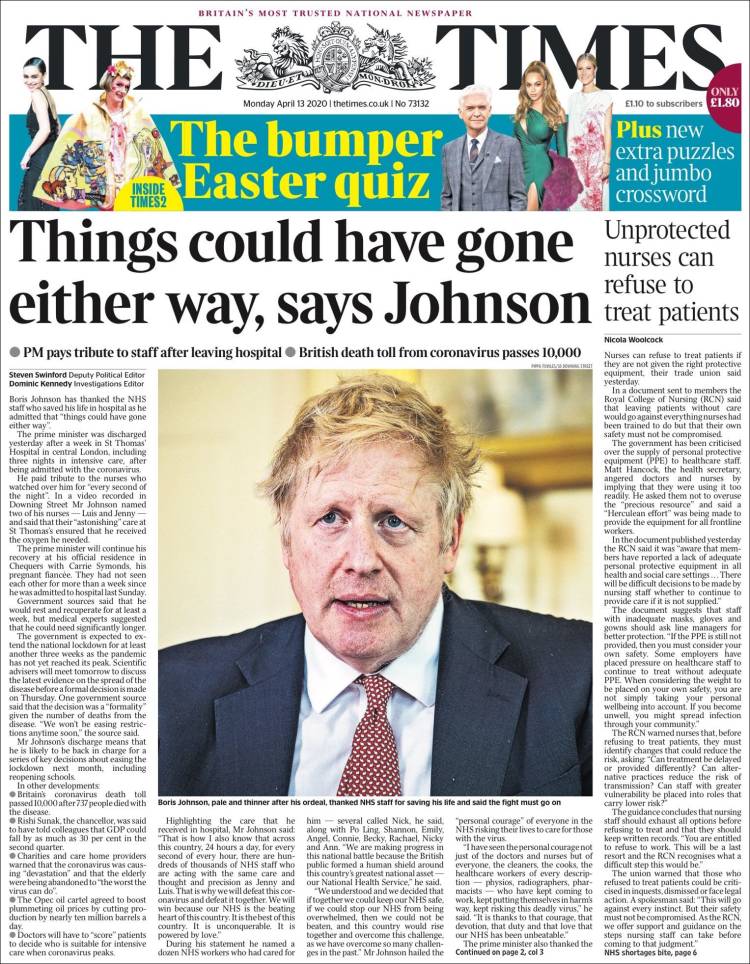 Portada de The Times (Reino Unido)