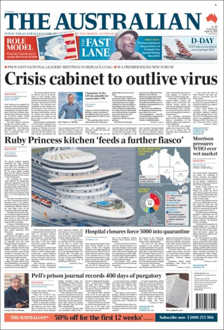 Portada de The Australian (Australia)