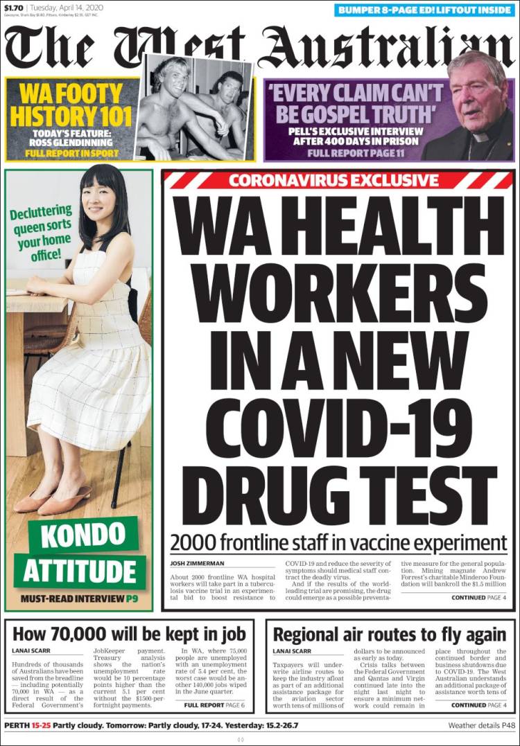 Portada de The West Australian (Australia)