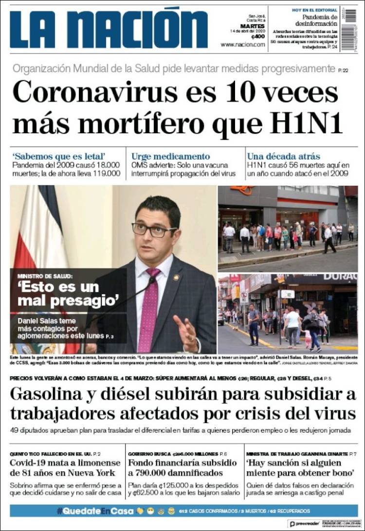 Portada de La Nación - Costa Rica (Costa Rica)