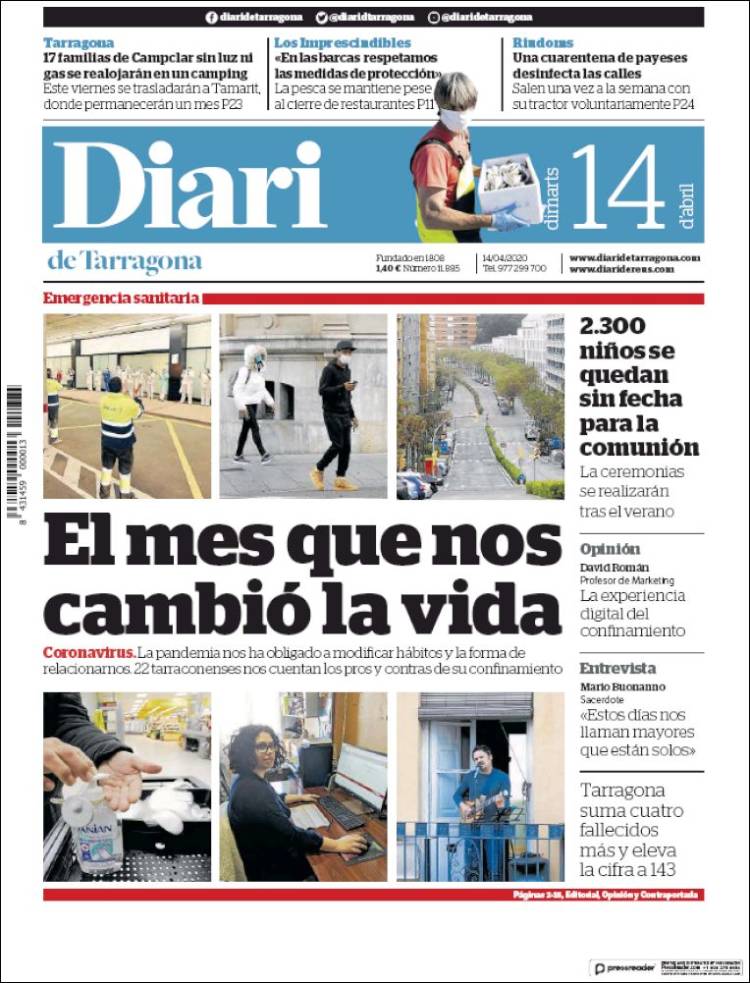 Portada de Diari de Tarragona (Spain)