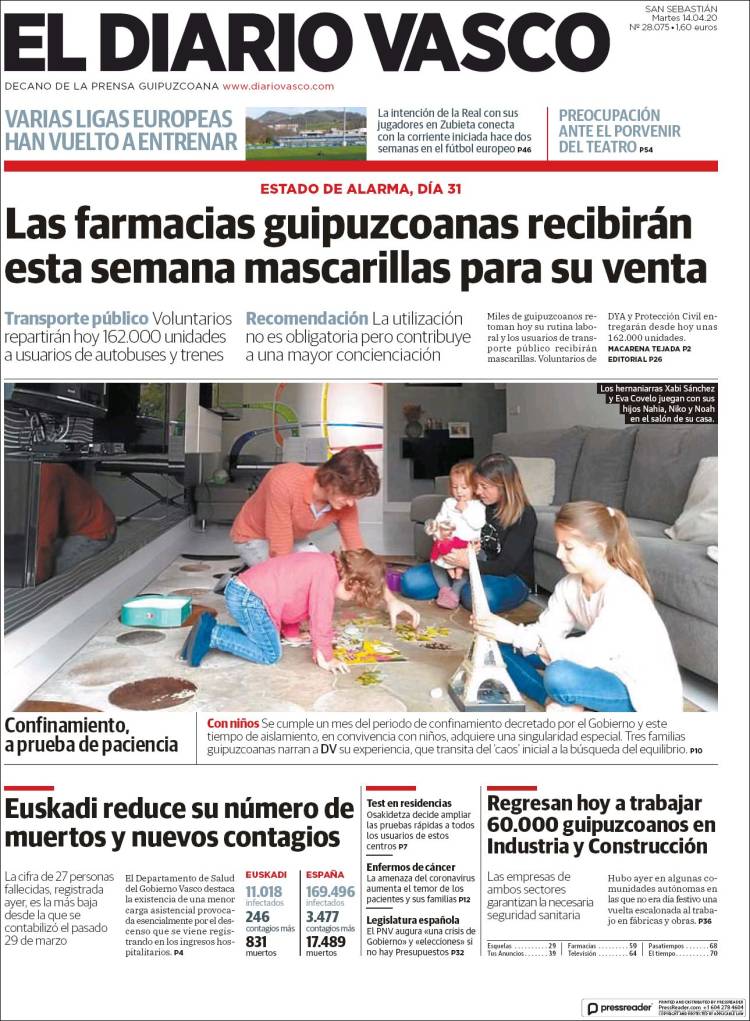 Portada de Diario Vasco (España)