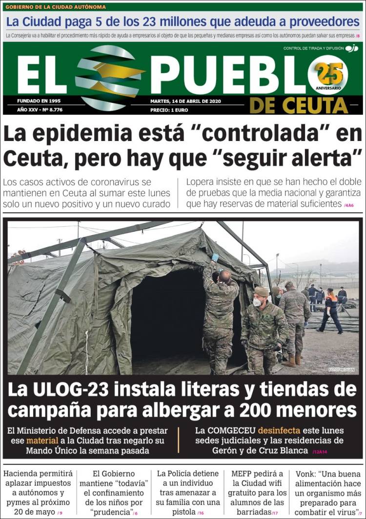 Portada de El Pueblo de Ceuta (Spain)