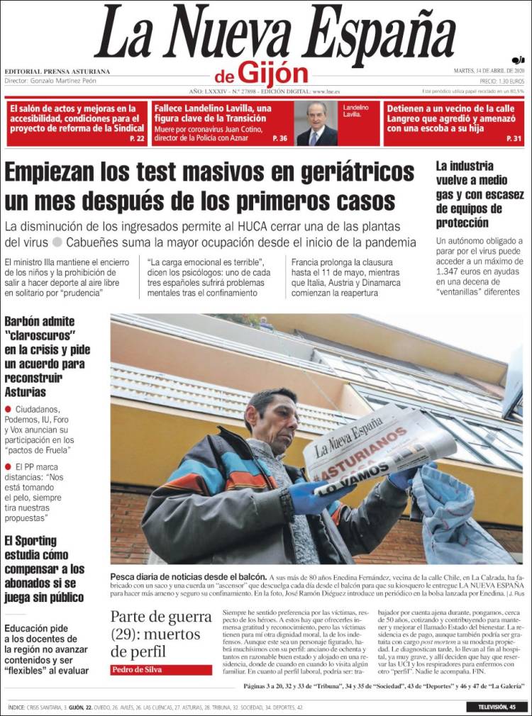 Portada de La Nueva España - Gijón (Spain)