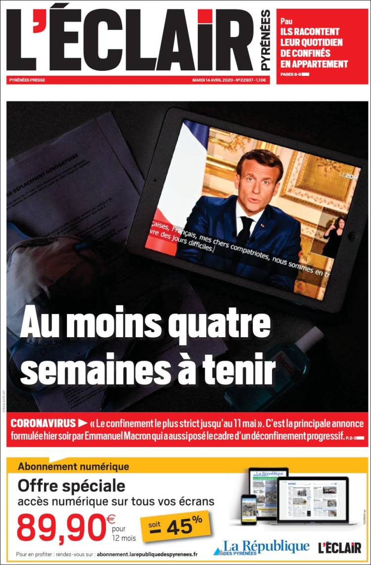 Portada de L'Eclair des Pyrénées (Francia)