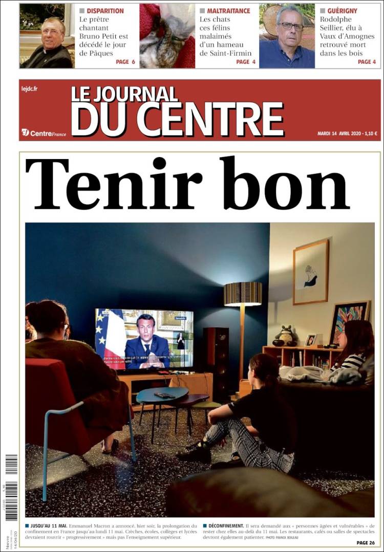 Portada de Le Journal du Centre (Francia)