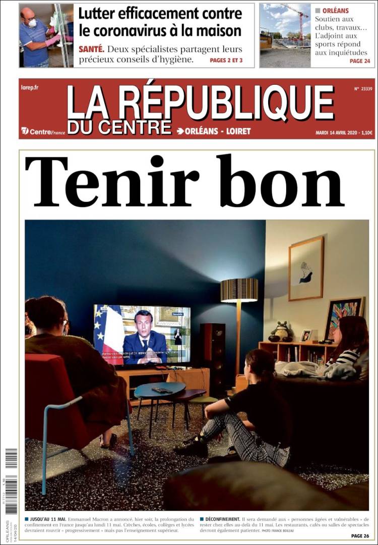 Portada de La République du Centre (Francia)