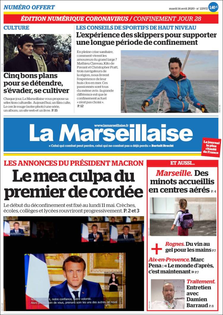 Portada de La Marseillaise (Francia)